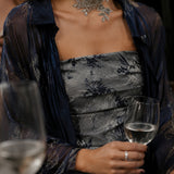 BIG FLOWER SEQUIN SILVER CHOKER 