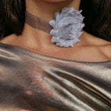 LIGHT BLUE FLOWER CHOKER