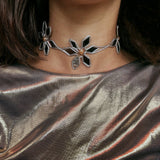SILVER FLOWER MIRROR CHOKER