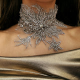 SILVER BIG FLOWER CHOKER
