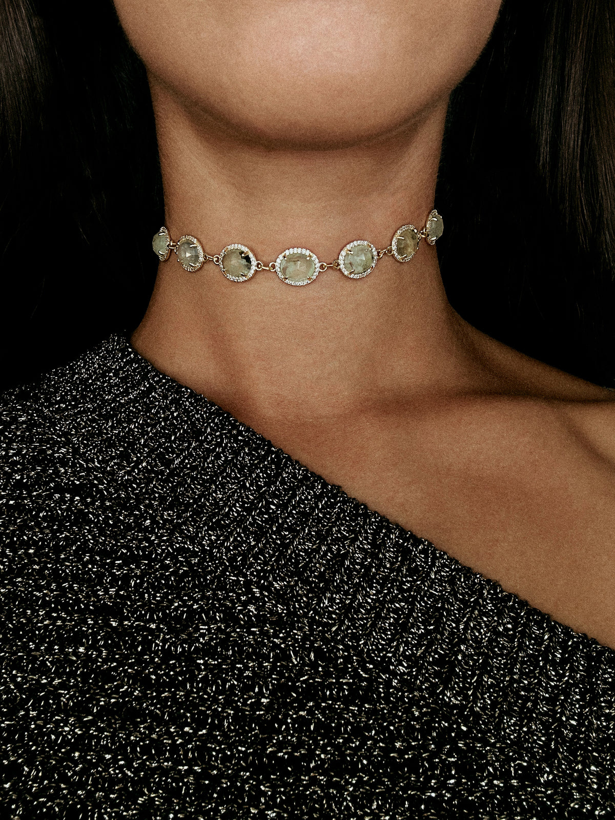 ICE GREEN CHOKER verde con pedrería de fantasía